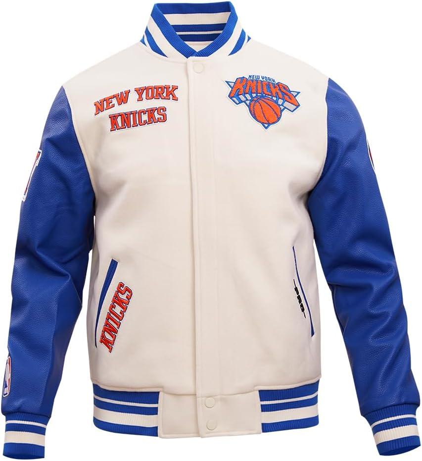 imagePro Standard Mens NBA Retro Classics Varsity JacketEggshellRoyal Blue