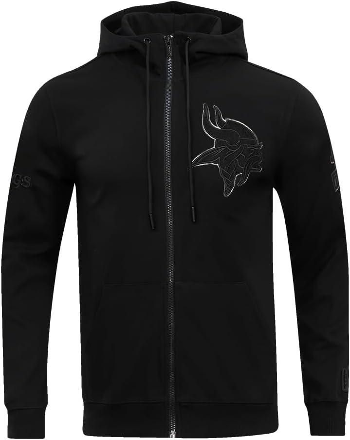 imagePro Standard Mens NFL Classic Triple Black Cotton Double Knit Full Zip HoodieBlack