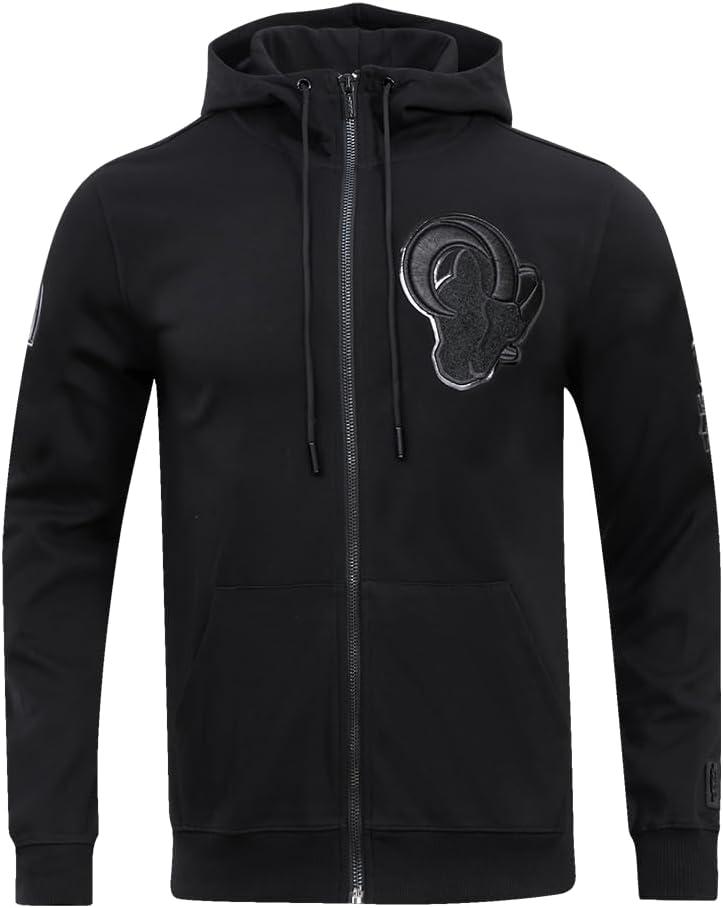 imagePro Standard Mens NFL Classic Triple Black Cotton Double Knit Full Zip HoodieBlack