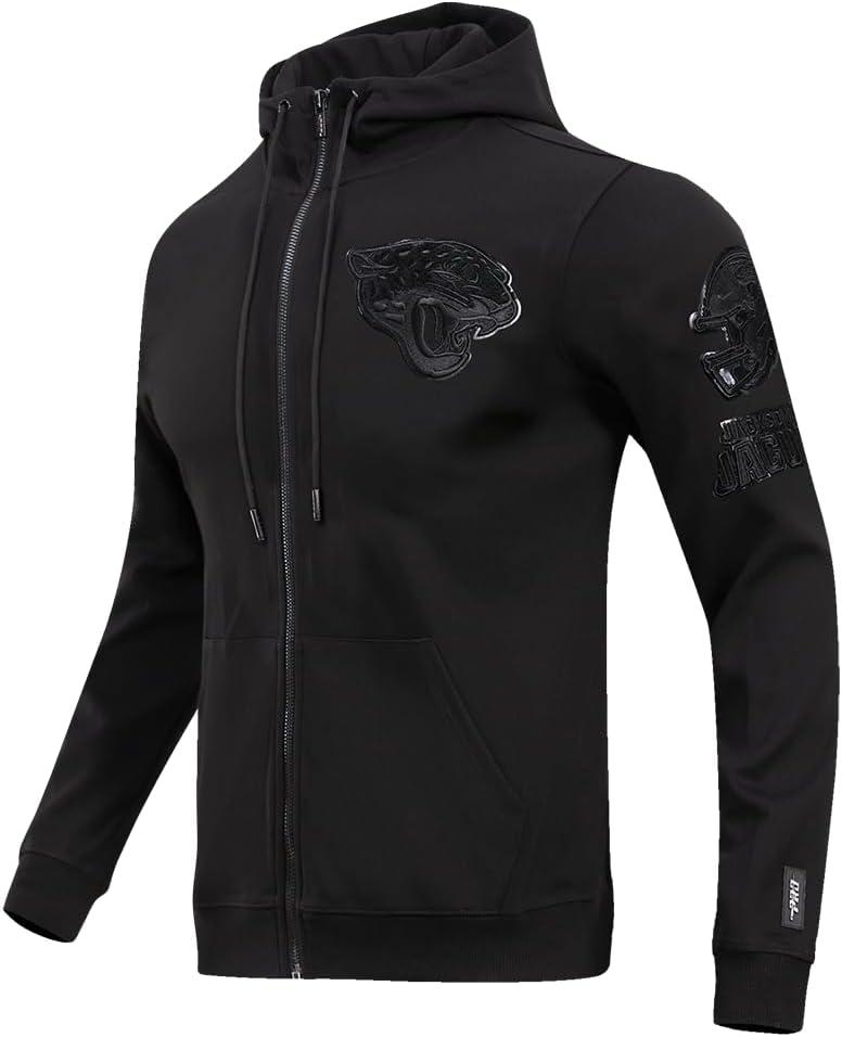 imagePro Standard Mens NFL Classic Triple Black Cotton Double Knit Full Zip HoodieBlack