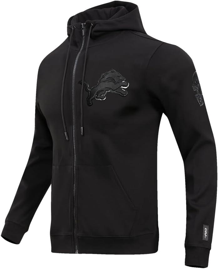 imagePro Standard Mens NFL Classic Triple Black Cotton Double Knit Full Zip HoodieBlack