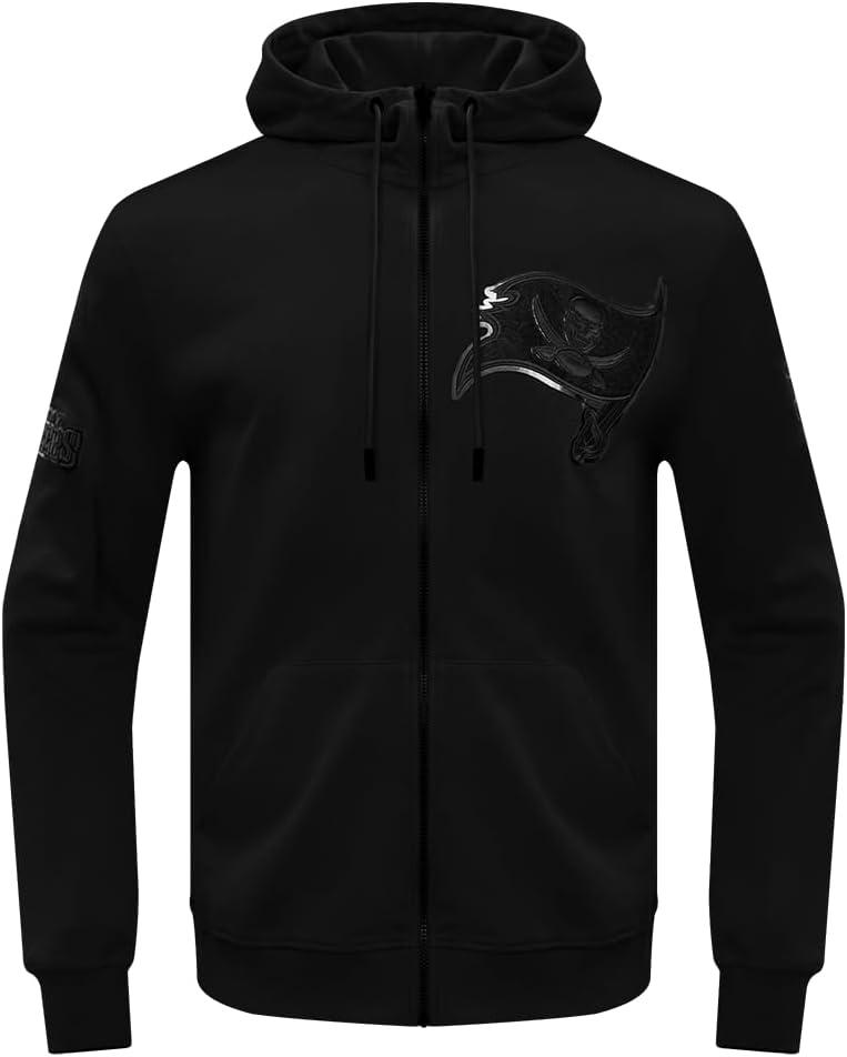 imagePro Standard Mens NFL Classic Triple Black Cotton Double Knit Full Zip HoodieBlack