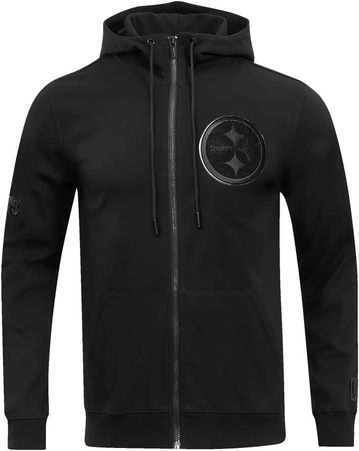 imagePro Standard Mens NFL Classic Triple Black Cotton Double Knit Full Zip HoodieBlack