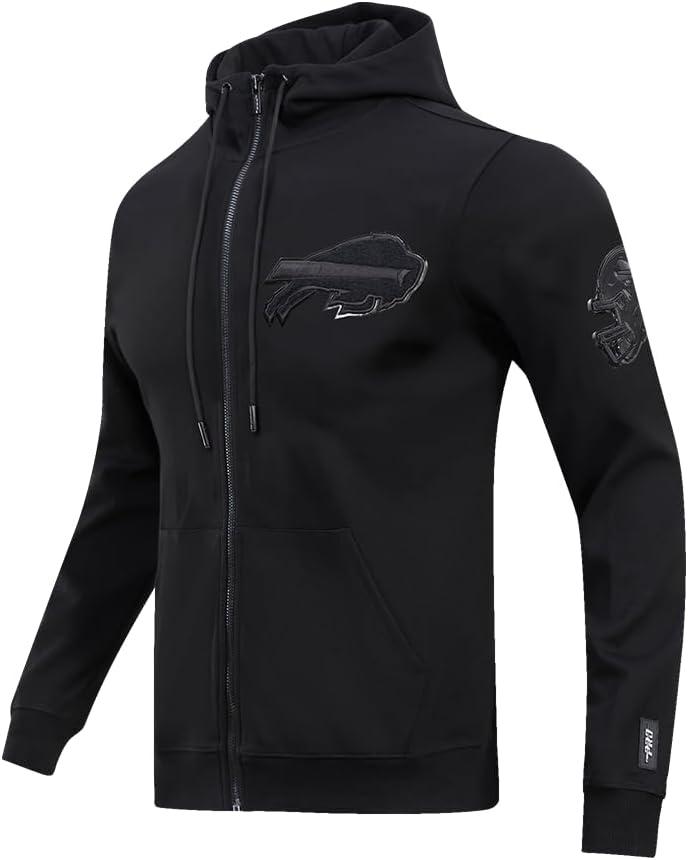 imagePro Standard Mens NFL Classic Triple Black Cotton Double Knit Full Zip HoodieBlack