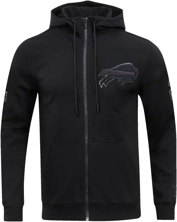 imagePro Standard Mens NFL Classic Triple Black Cotton Double Knit Full Zip HoodieBlack
