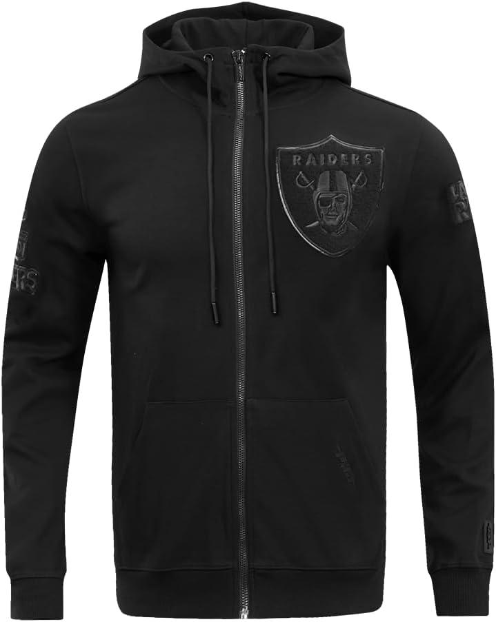 imagePro Standard Mens NFL Classic Triple Black Cotton Double Knit Full Zip HoodieBlack