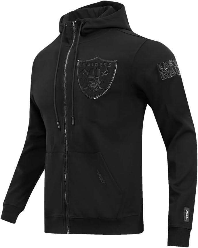 imagePro Standard Mens NFL Classic Triple Black Cotton Double Knit Full Zip HoodieBlack