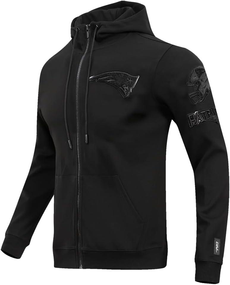 imagePro Standard Mens NFL Classic Triple Black Cotton Double Knit Full Zip HoodieBlack