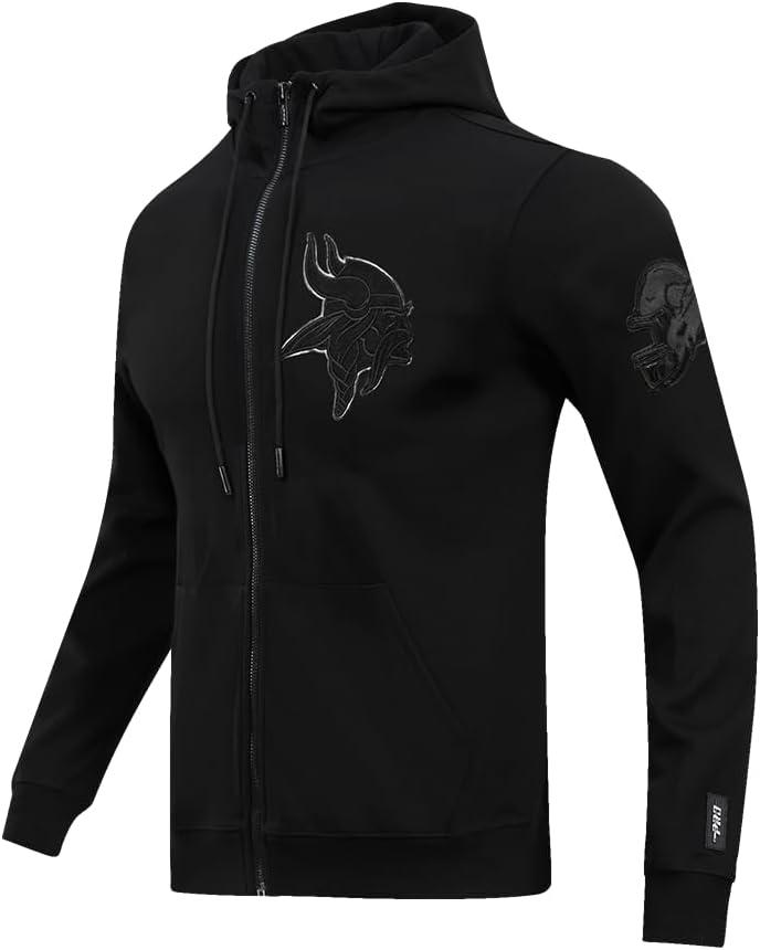 imagePro Standard Mens NFL Classic Triple Black Cotton Double Knit Full Zip HoodieBlack