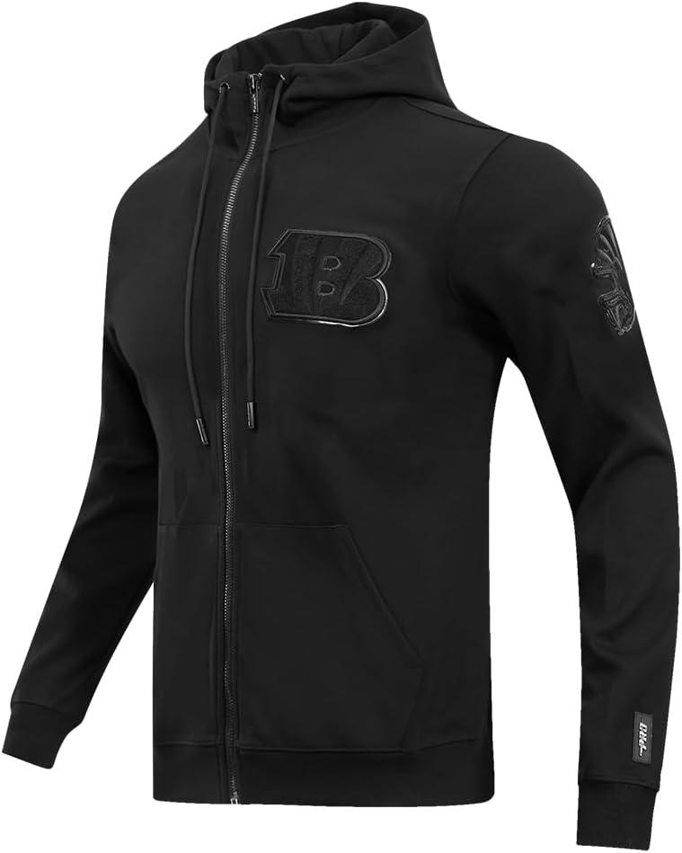 imagePro Standard Mens NFL Classic Triple Black Cotton Double Knit Full Zip HoodieBlack