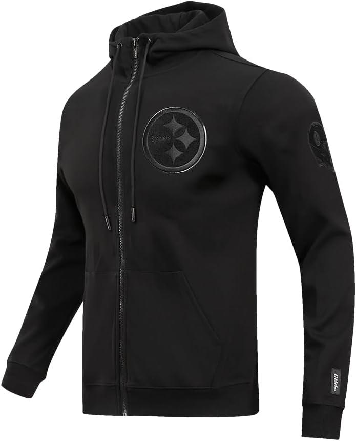 imagePro Standard Mens NFL Classic Triple Black Cotton Double Knit Full Zip HoodieBlack
