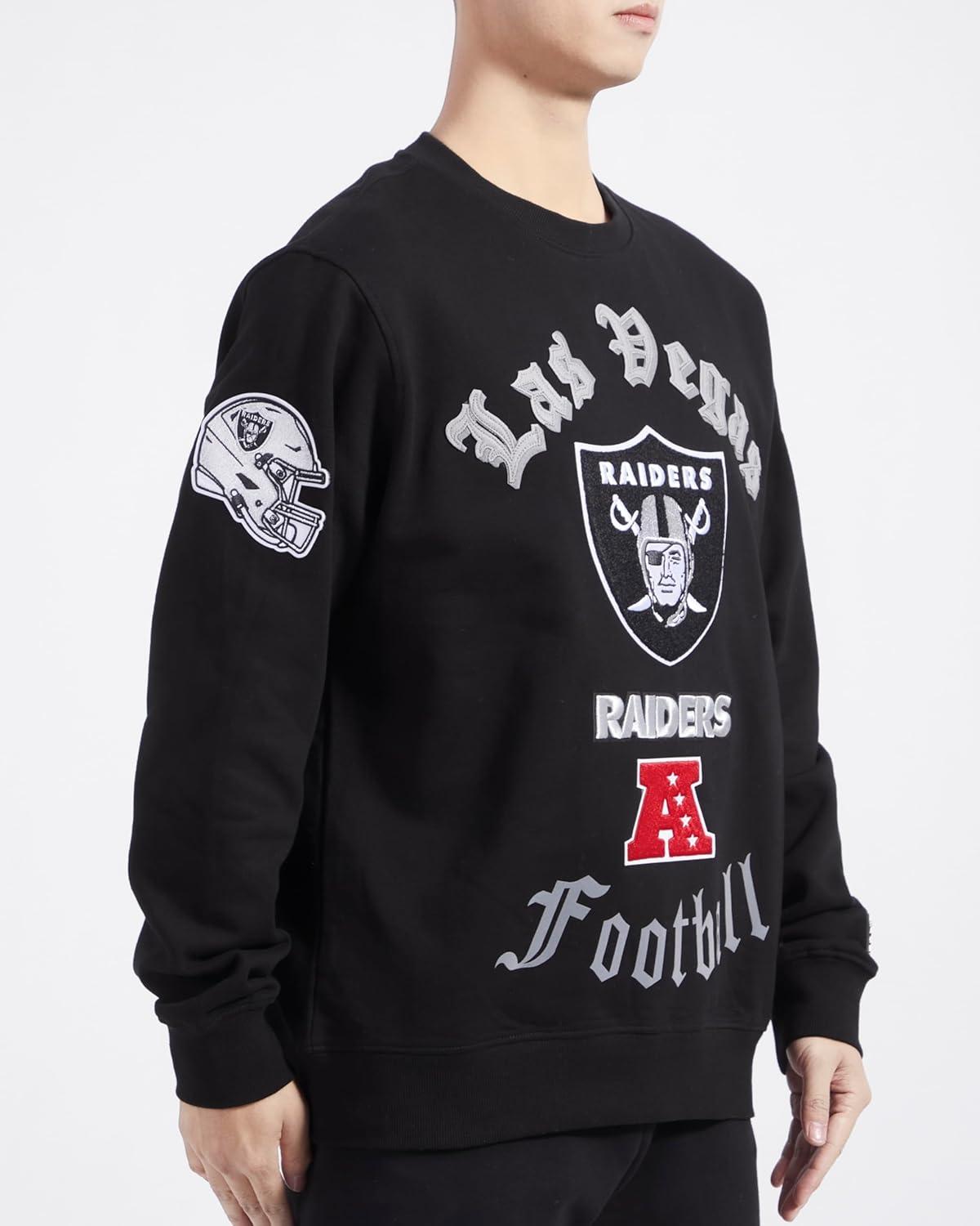 imagePro Standard Mens NFL Old English Brushed Back French Terry Crewneck SweatshirtBlack