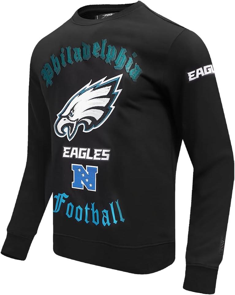 imagePro Standard Mens NFL Old English Brushed Back French Terry Crewneck SweatshirtBlack