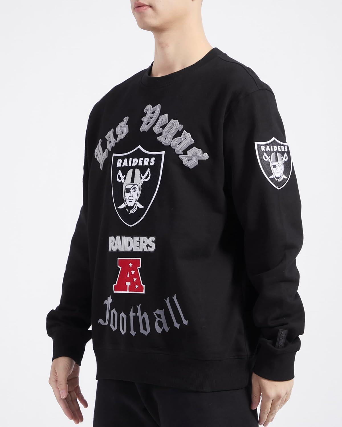 imagePro Standard Mens NFL Old English Brushed Back French Terry Crewneck SweatshirtBlack