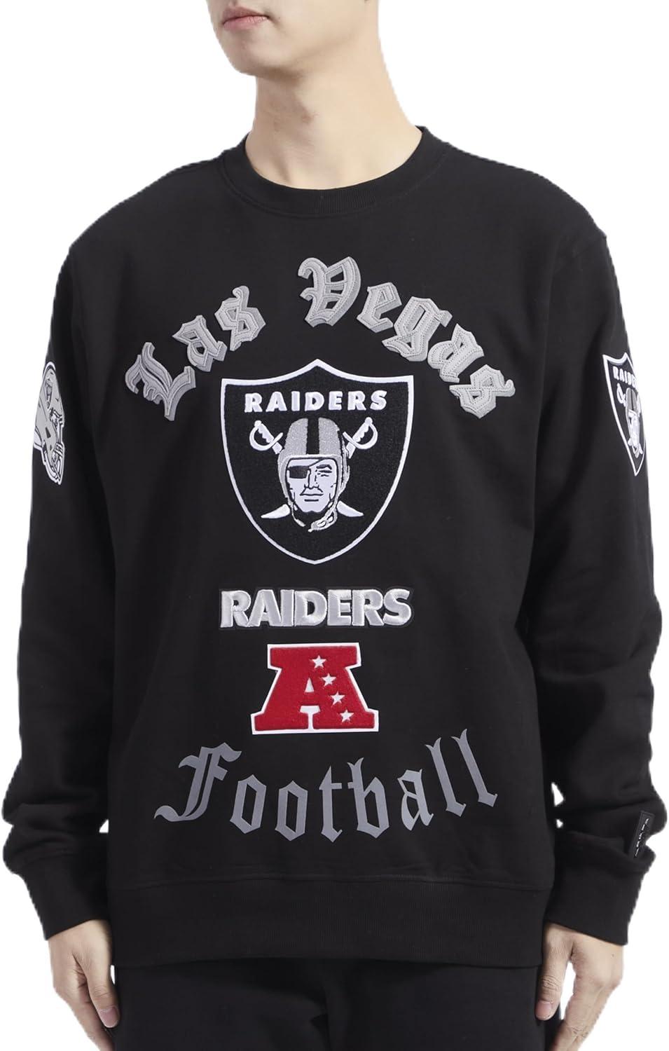 imagePro Standard Mens NFL Old English Brushed Back French Terry Crewneck SweatshirtBlack
