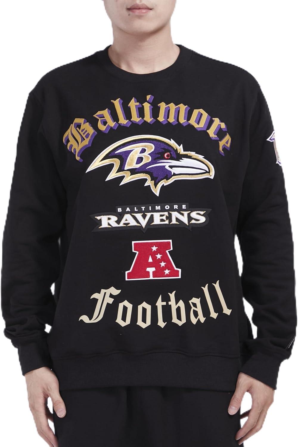 imagePro Standard Mens NFL Old English Brushed Back French Terry Crewneck SweatshirtBlack