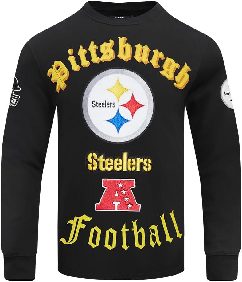 imagePro Standard Mens NFL Old English Brushed Back French Terry Crewneck SweatshirtBlack