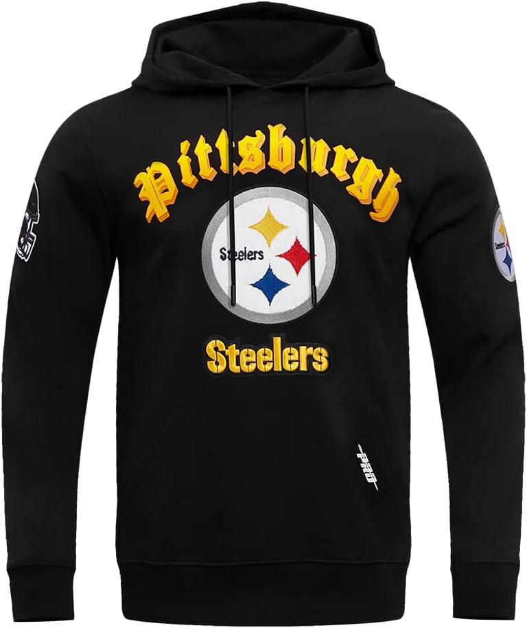imagePro Standard Mens NFL Old English Brushed Back French Terry Pull Over HoodieBlack