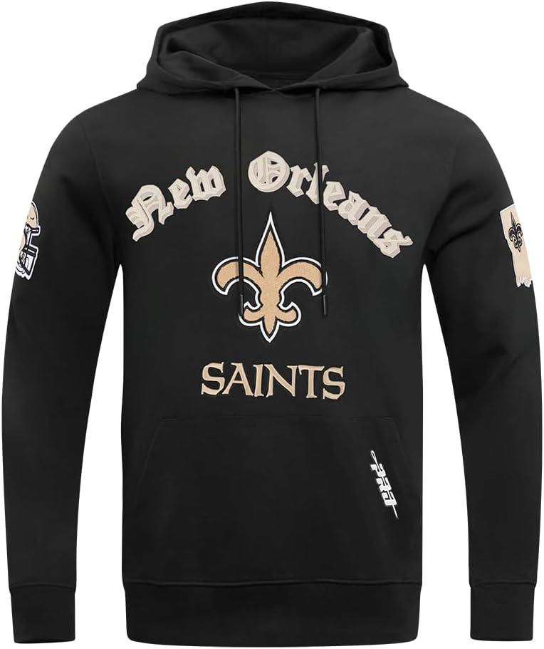imagePro Standard Mens NFL Old English Brushed Back French Terry Pull Over HoodieBlack