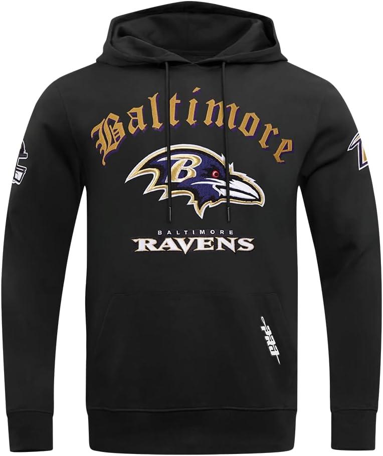 imagePro Standard Mens NFL Old English Brushed Back French Terry Pull Over HoodieBlack