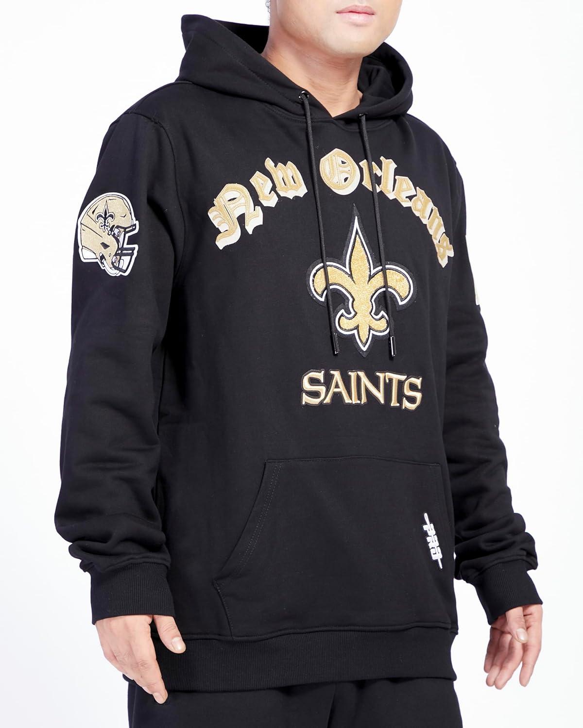 imagePro Standard Mens NFL Old English Brushed Back French Terry Pull Over HoodieBlack