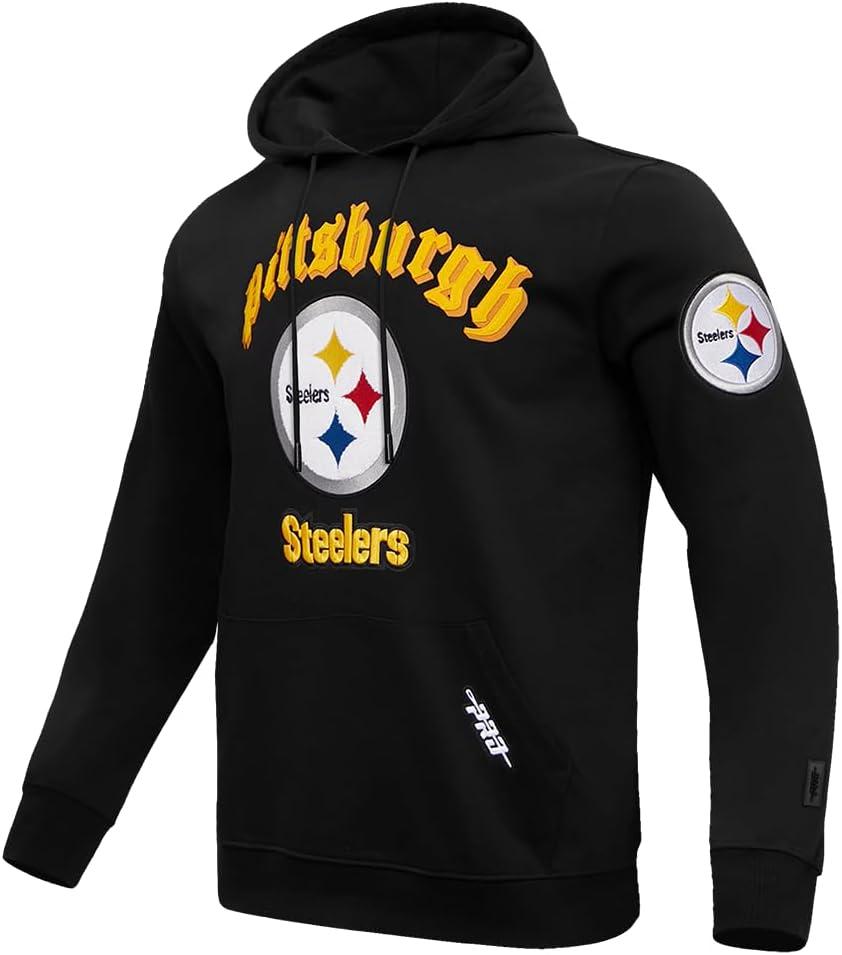 imagePro Standard Mens NFL Old English Brushed Back French Terry Pull Over HoodieBlack