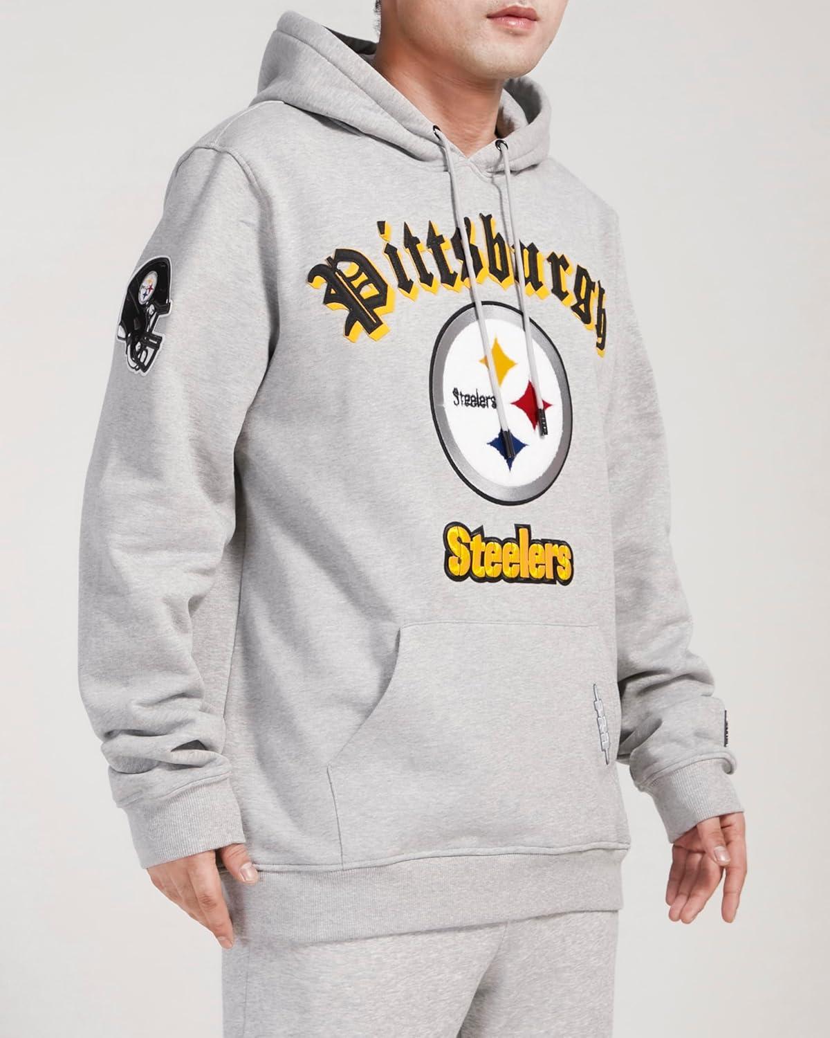 imagePro Standard Mens NFL Old English Brushed Back French Terry Pull Over HoodieGrey