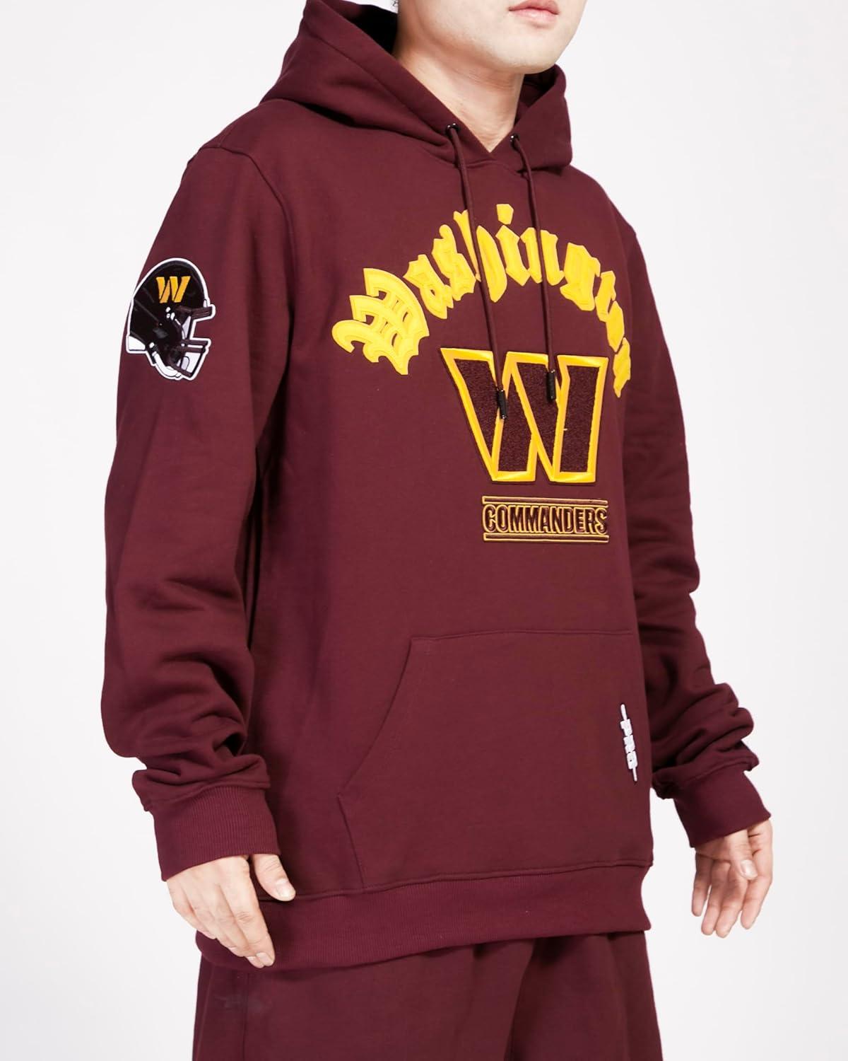 imagePro Standard Mens NFL Old English Brushed Back French Terry Pull Over HoodieRed