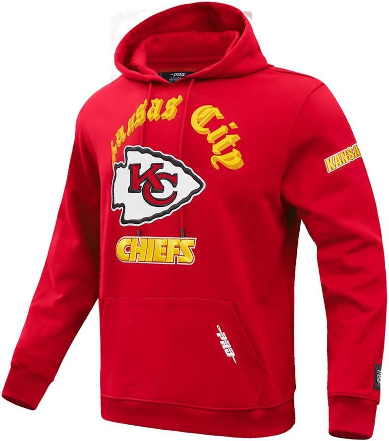 imagePro Standard Mens NFL Old English Brushed Back French Terry Pull Over HoodieRed