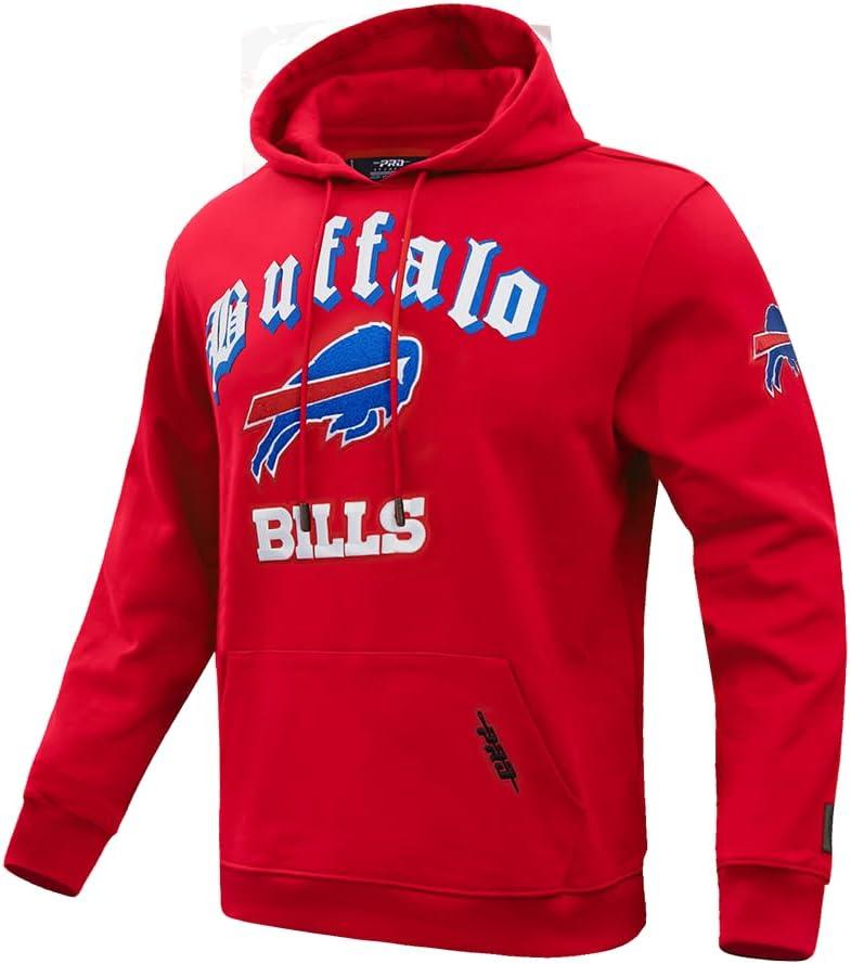 imagePro Standard Mens NFL Old English Brushed Back French Terry Pull Over HoodieRed