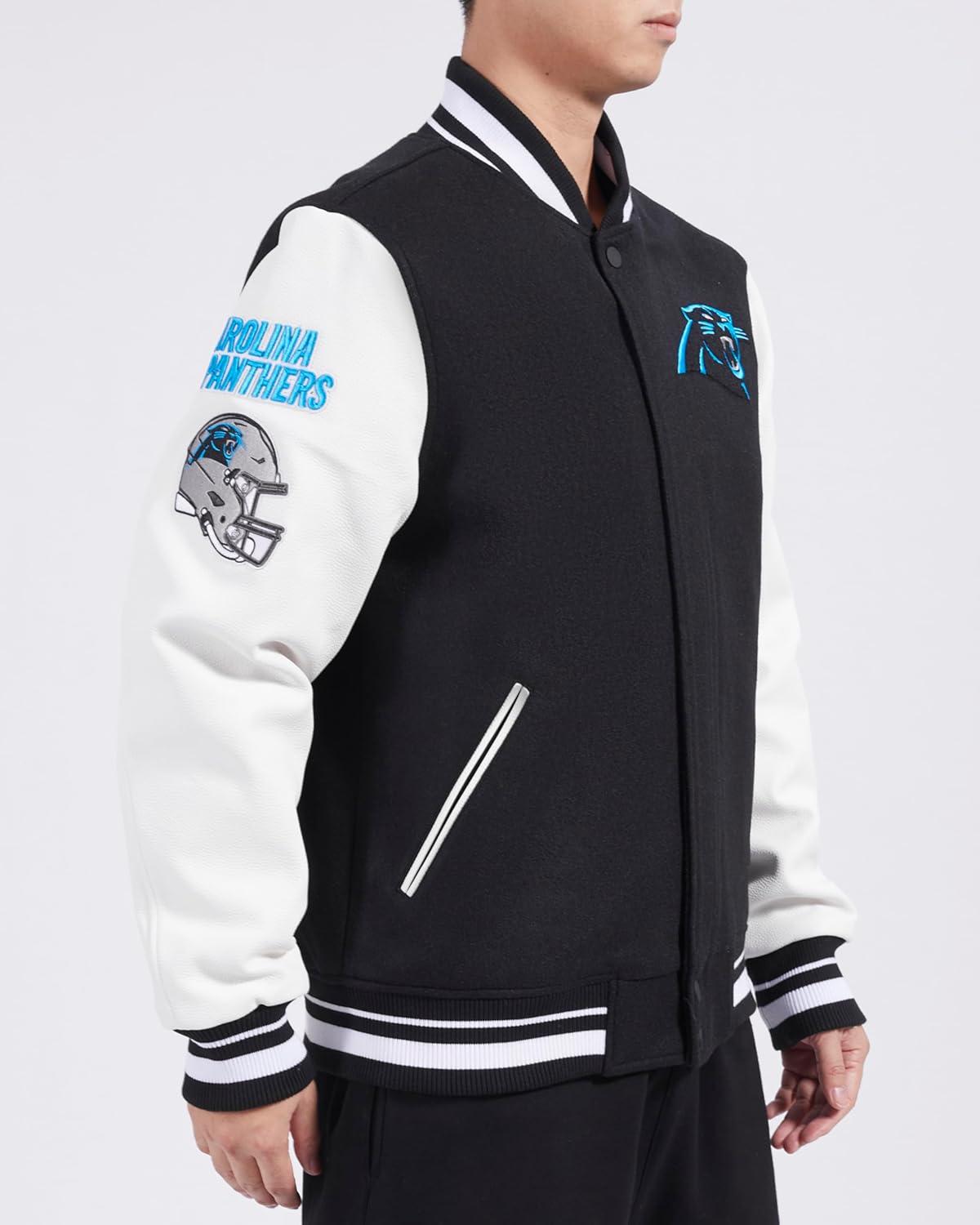 imagePro Standard Mens NFL Old English Varsity JacketBlackWhite