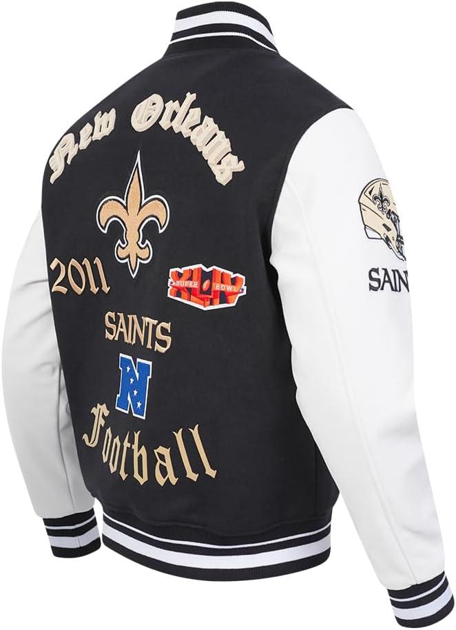 imagePro Standard Mens NFL Old English Varsity JacketBlackWhite