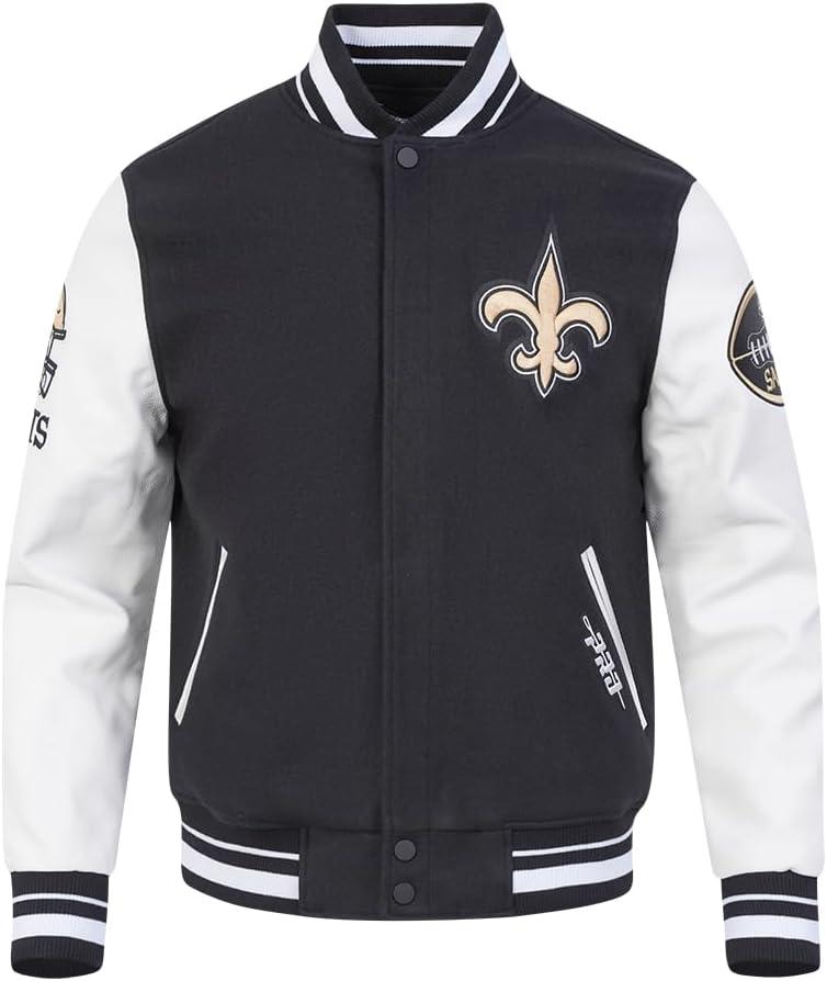 imagePro Standard Mens NFL Old English Varsity JacketBlackWhite