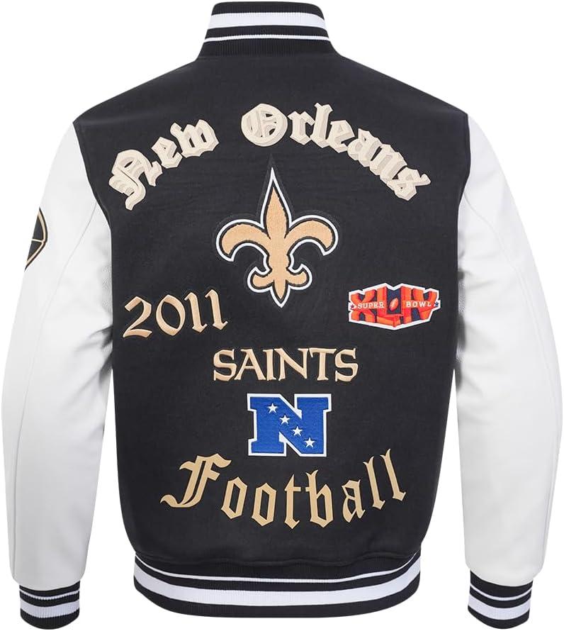imagePro Standard Mens NFL Old English Varsity JacketBlackWhite