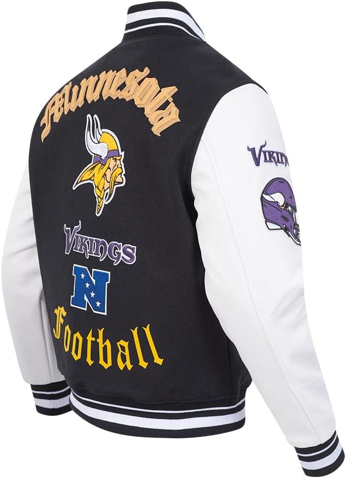 imagePro Standard Mens NFL Old English Varsity JacketBlackWhite