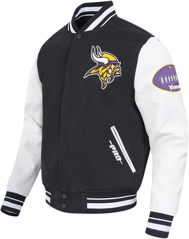 imagePro Standard Mens NFL Old English Varsity JacketBlackWhite