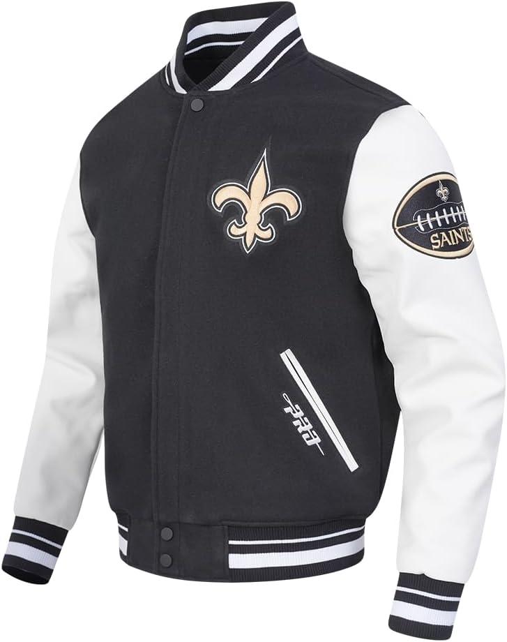 imagePro Standard Mens NFL Old English Varsity JacketBlackWhite