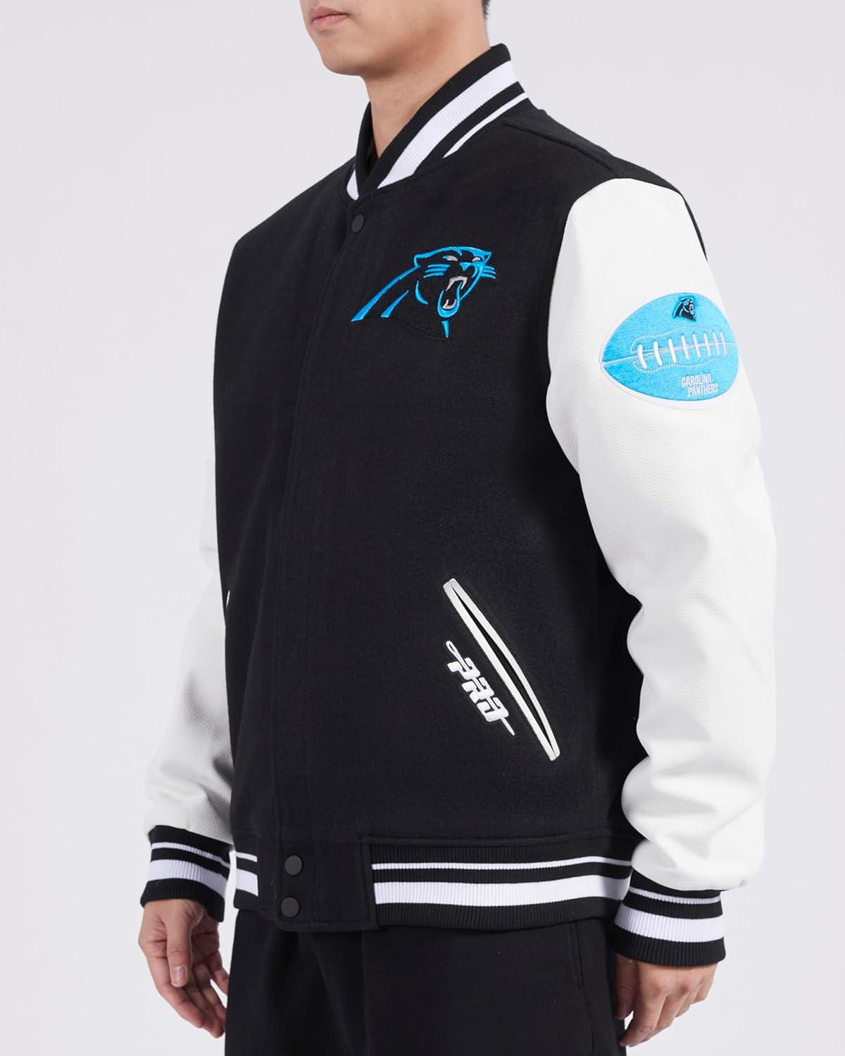 imagePro Standard Mens NFL Old English Varsity JacketBlackWhite