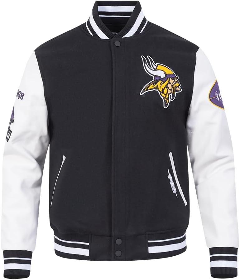 imagePro Standard Mens NFL Old English Varsity JacketBlackWhite