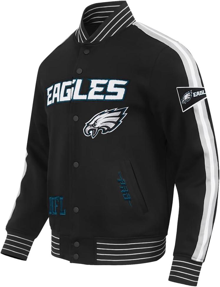 imagePro Standard Mens NFL Pro Game Day Jacket Double Knit JacketBlackSilverWhite