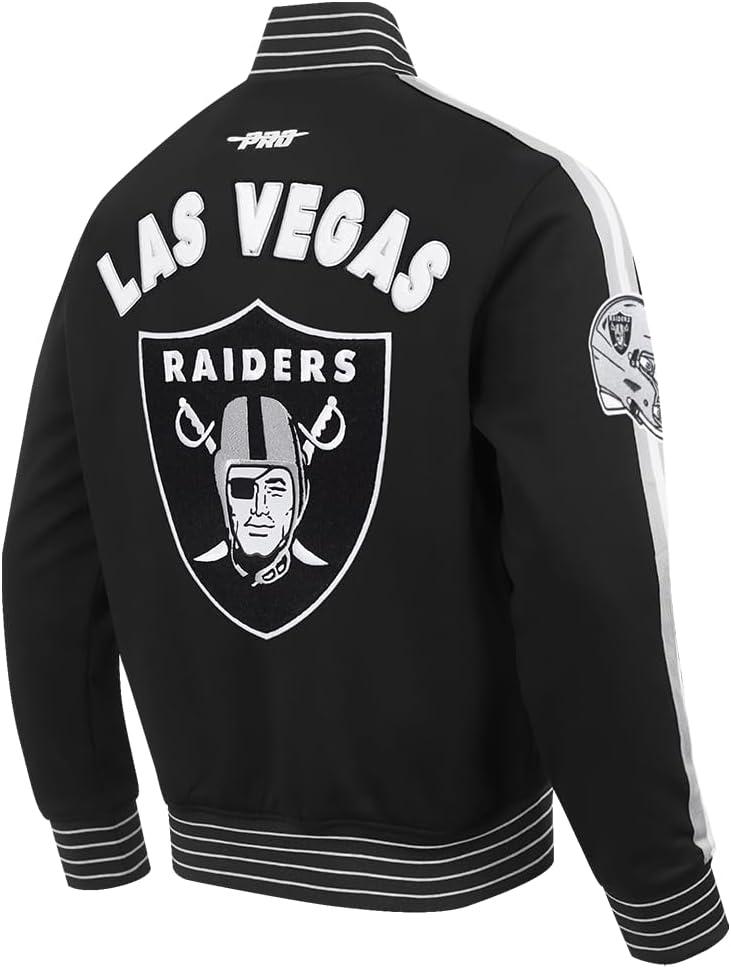 imagePro Standard Mens NFL Pro Game Day Jacket Double Knit JacketBlackSilverWhite