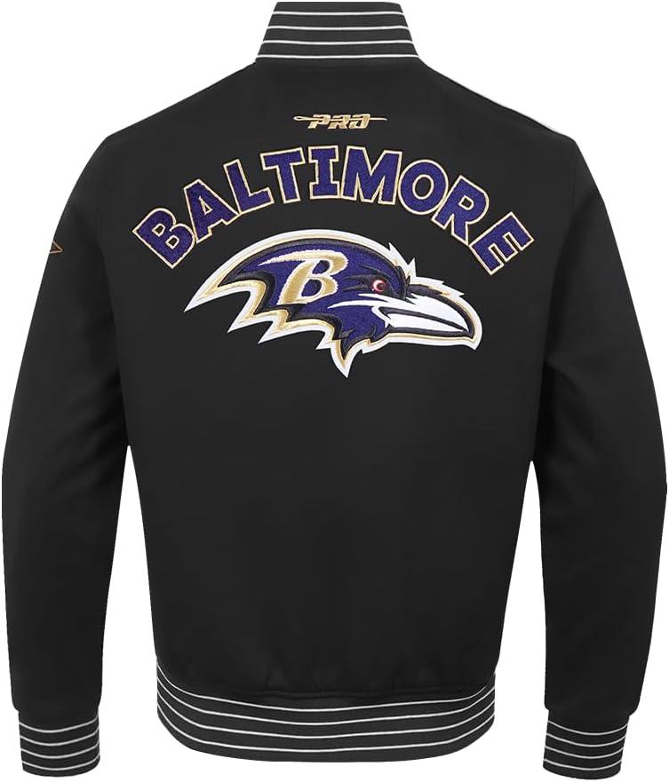 imagePro Standard Mens NFL Pro Game Day Jacket Double Knit JacketBlackSilverWhite