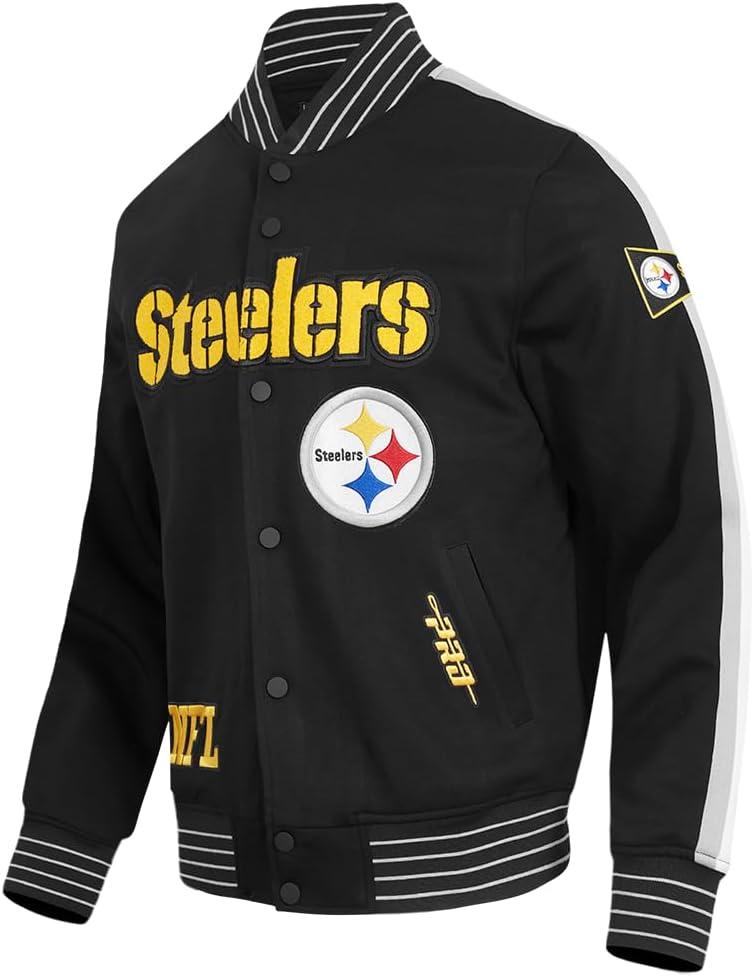 imagePro Standard Mens NFL Pro Game Day Jacket Double Knit JacketBlackSilverWhite