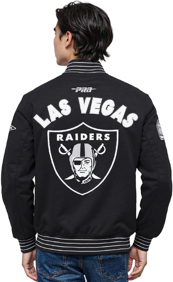 imagePro Standard Mens NFL Pro Game Day Jacket Double Knit JacketBlackSilverWhite