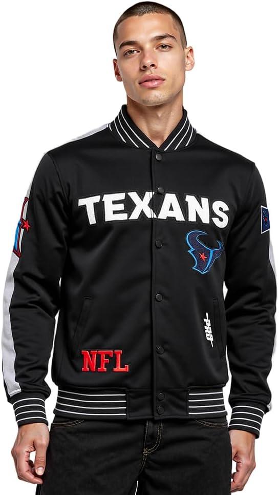 imagePro Standard Mens NFL Pro Game Day Jacket Double Knit JacketBlackSilverWhite