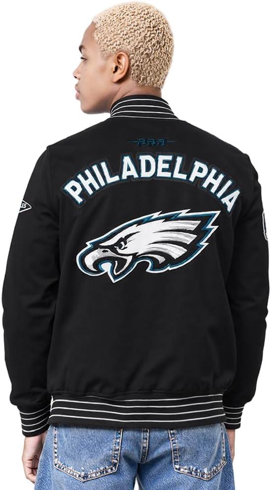 imagePro Standard Mens NFL Pro Game Day Jacket Double Knit JacketBlackSilverWhite