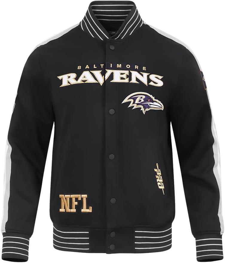 imagePro Standard Mens NFL Pro Game Day Jacket Double Knit JacketBlackSilverWhite