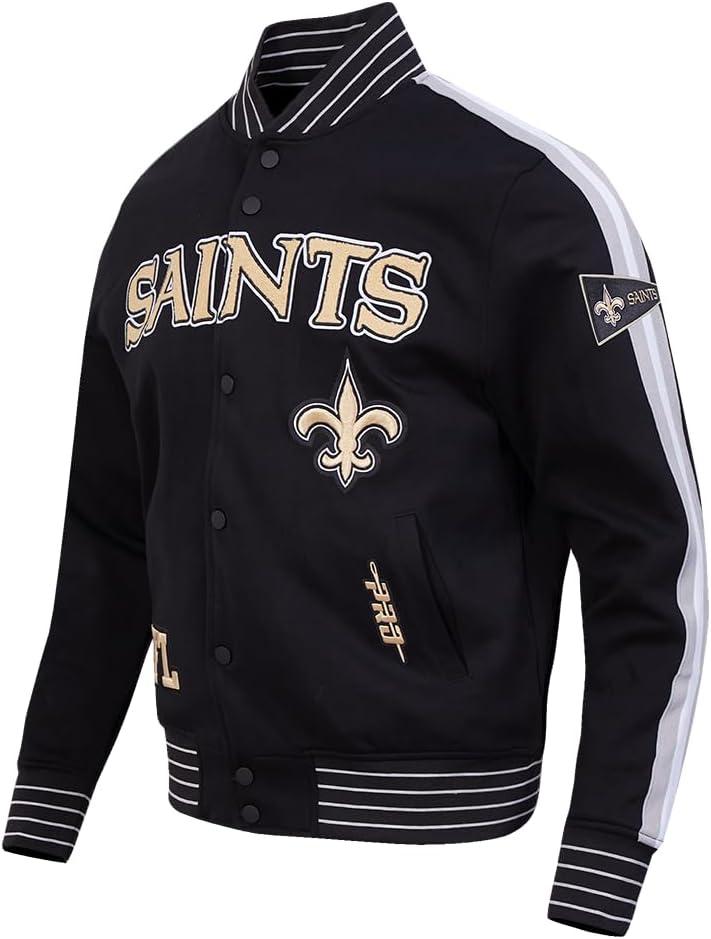 imagePro Standard Mens NFL Pro Game Day Jacket Double Knit JacketBlackSilverWhite