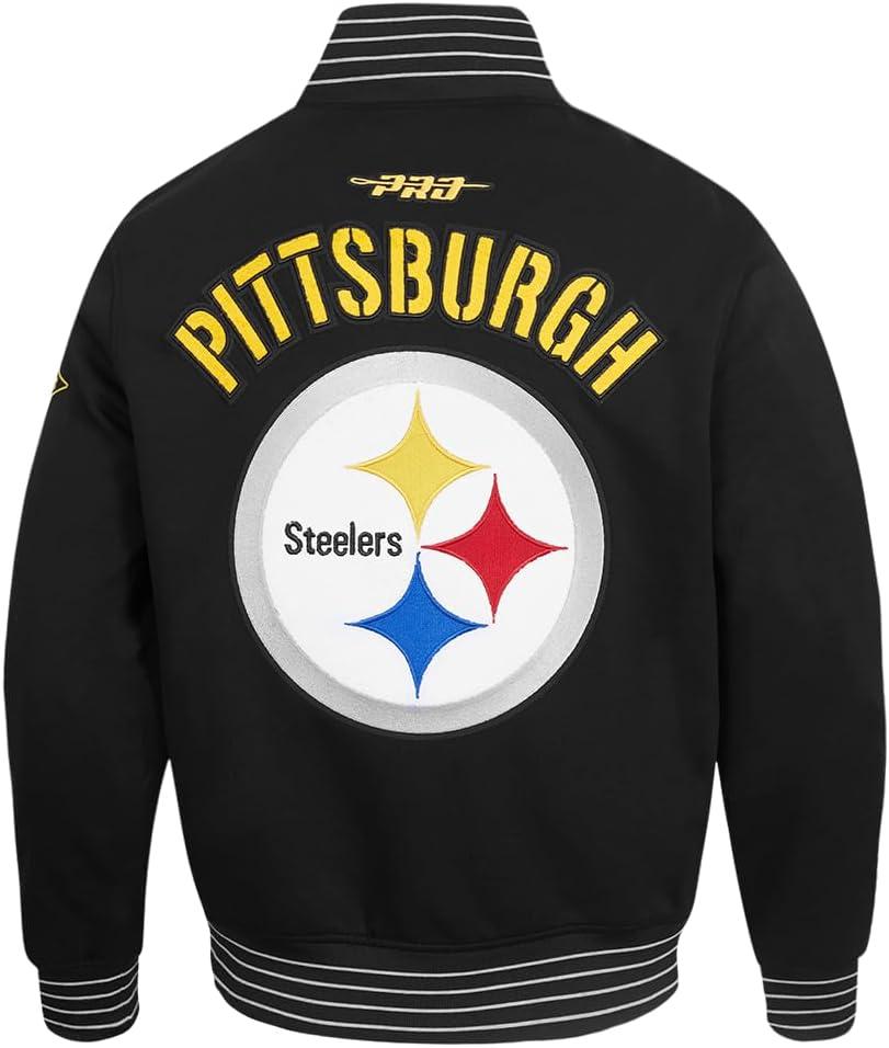imagePro Standard Mens NFL Pro Game Day Jacket Double Knit JacketBlackSilverWhite