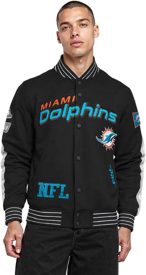 imagePro Standard Mens NFL Pro Game Day Jacket Double Knit JacketBlackSilverWhite